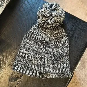 Rebecca Minkoff Chunky Knit PomPom Beanie Hat Rebecca Minkoff Logo Chunky Knit Winter Beanie Hat Black  main image 3